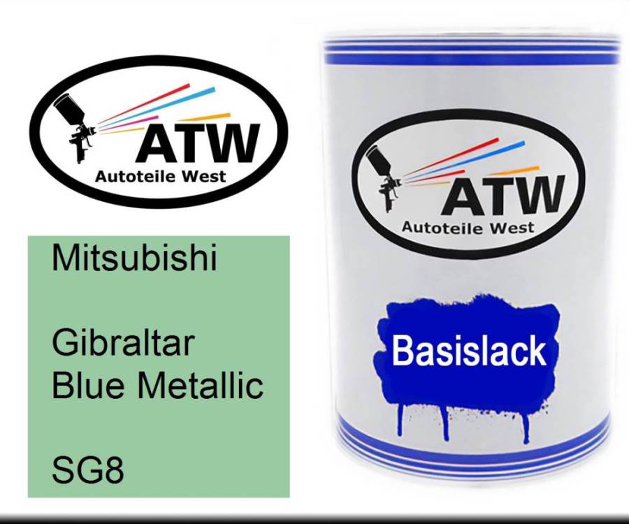 Mitsubishi, Gibraltar Blue Metallic, SG8: 500ml Lackdose, von ATW Autoteile West.